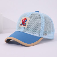 Children's Spring and Summer Spiderman Logo Mesh Sun Protection Baseball Cap  Blue
