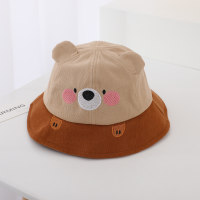 Chapéu de bacia em forma de animal pequeno para crianças de primavera para cobrir o sol e chapéu respirável  Caqui