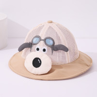 Baby spring and summer mesh glasses puppy fashion cute trendy basin hat  Khaki