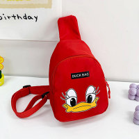 Children's cartoon cute fashion duck travel to school messenger bag  Red