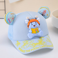 Spring and summer baby Winnie the Pooh cute small ears sun protection cap  Blue