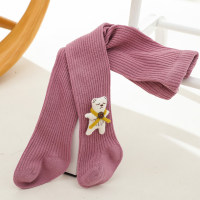 Children's Bear Doll Calf Length Socks  Purple