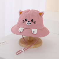 Children's cute bear three-dimensional ears outdoor sunshade hat  Pink