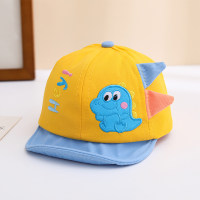 Sombrero de visera suave con visera de protección solar con patrón de dinosaurio para bebé de nuevo estilo de primavera  Amarillo