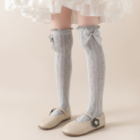 Medias de vestir de princesa con lazo Lolita para niñas de primavera y verano  gris