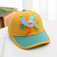Children's spring and autumn small windmill color matching sun protection cap  Yellow