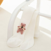 Children's Bear Doll Calf Length Socks  White