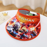 Proteção solar de verão infantil Ultraman aba grande oca chapéu de sol anti-ultravioleta  Vermelho
