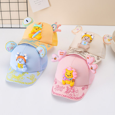 Cappellino protettivo solare primaverile ed estivo per bambino Winnie the Pooh con orecchie piccole