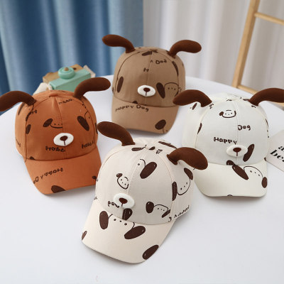 Gorra con sombrilla con orejas 3D y estampado de cachorros de dibujos animados para niños
