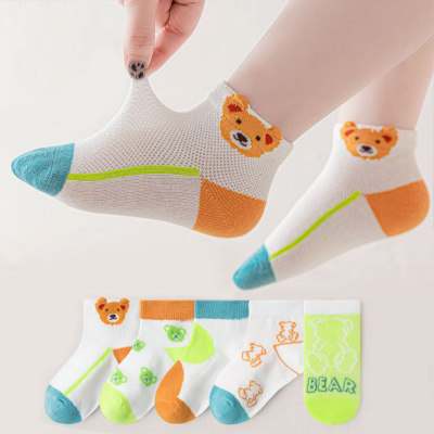 Five Pairs - Children's Summer Thin Mesh Bear Party Breathable Socks