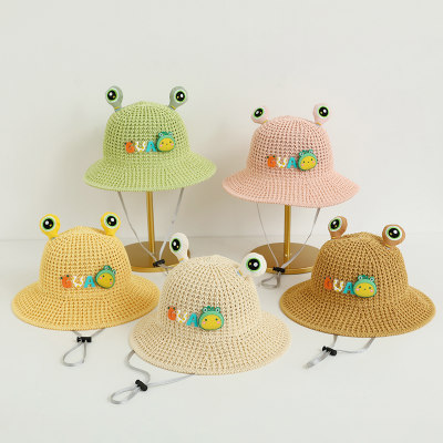 Children's summer sun protection three-dimensional cute frog breathable sunshade beach travel leisure all-match straw hat