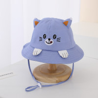 Children's cute bear 3D ears outdoor sunshade hat  Blue