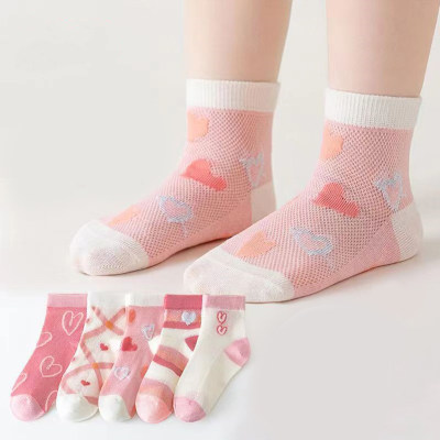 5-pair Girls' Pure Cotton Cartoon Pattern Socks