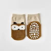 Baby Pure Cotton Cartoon Animal Style Non-slip Socks  Brown