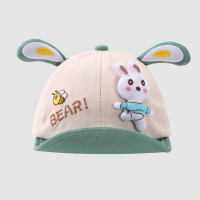 Sombrero para el sol con orejas tridimensionales de conejito lindo de primavera y verano para niños  Verde