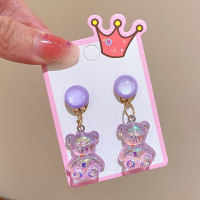 Cute princess cartoon ear clips without pierced earrings student sweet girl earrings a pair  Multicolor