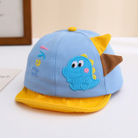Sombrero de visera suave con visera de protección solar con patrón de dinosaurio para bebé de nuevo estilo de primavera  Azul