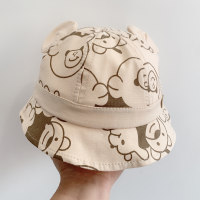 Sombrero de cubo con patrón de oso Hugable de dibujos animados de primavera para niños  marrón