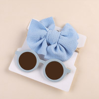 Children's Bowknot Decor Hairband & Sunglasses  Light Blue