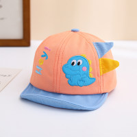Spring new style baby dinosaur pattern sun protection visor soft peaked hat  Pink