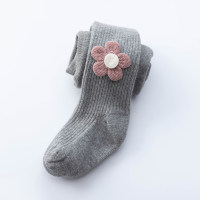 Leggings con decoración floral dulce para niños Pantimedias para niños  gris