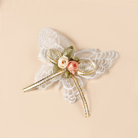 Children's embroidered butterfly pearl flower hairpin headband  Multicolor