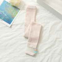 Children's summer cotton thin breathable small flower nine-point mesh leggings  Pink