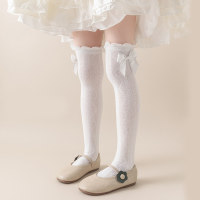 Spring and summer girls' Lolita bow princess dress stockings  White