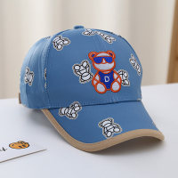 قبعة للأطفال بطبعة الدب قابلة للتهوية للحماية من الشمس  أزرق