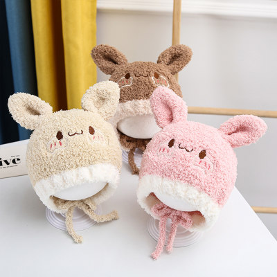 Baby Solid Color Rabbit Style Plush Hat