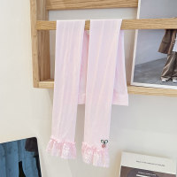 Girls summer thin anti-mosquito velvet lace cherry cropped leggings  Pink