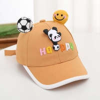 Spring and summer children's football panda cute small ears sun protection cap  Yellow