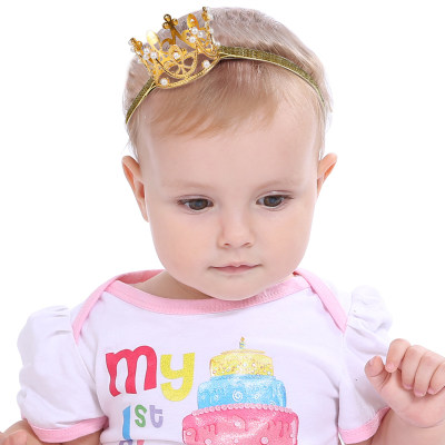 Headwear de decoração de pérolas com coroa de bebê