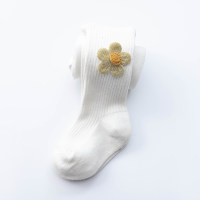 Children's Sweet Floral Decor Leggings Children's pantyhose  White
