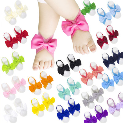 Set di cinturini decorativi per piedi con fiocco in tinta unita per bambini