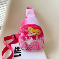 Children's cartoon Disney princess travel to school casual crossbody bag  Hot Pink
