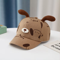 Gorra con sombrilla con orejas 3D y estampado de cachorros de dibujos animados para niños  marrón