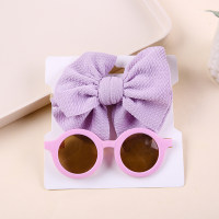 Children's Bowknot Decor Hairband & Sunglasses  Purple