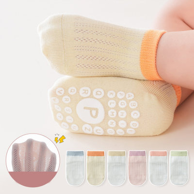 Children's spring and summer mesh breathable letter dot anti-slip socks