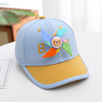 Gorra de protección solar a juego de colores de molino de viento pequeño de primavera y otoño para niños  Azul claro