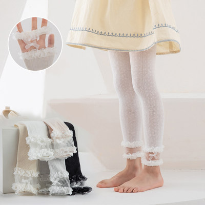 Children's spring and summer thin snow yarn mesh fashionable mosquito-proof nine-point leggings