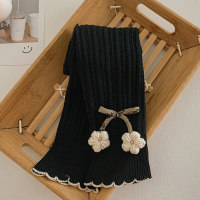 Girls Spring and Autumn Thin Lace Flower Bowknot Baby All-match Fashion Nine-point Leggings  Black