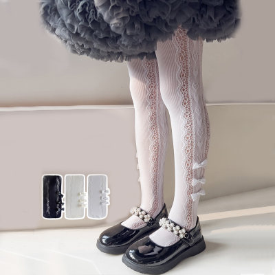 Children's Summer Thin Hollow Lace Bow Leggings