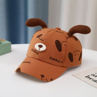 Gorra con visera para el sol con orejas tridimensionales y estampado de cachorros de dibujos animados para niños  naranja