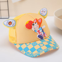 قبعة للحماية من الشمس بأذنين صغيرة لطيفة على شكل ثعلب رياضي للربيع والصيف  أصفر