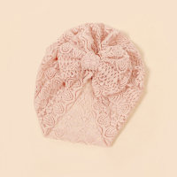 Newborn mesh solid color bow breathable hair cap  Pink