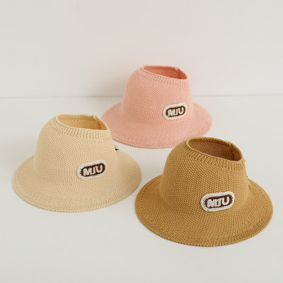 Chapéu de palha com proteção solar de verão para crianças, respirável, oco, praia, viagem, lazer, chapéu de palha