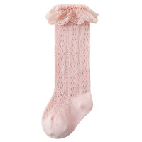 Children's summer mesh breathable lace solid color stockings  Pink