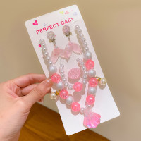 Children's cute ocean style shell bracelet baby girl jewelry 5-piece set  Pink